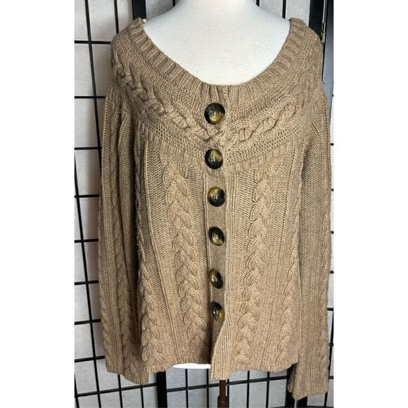 Old Navy Tan Wool Blend Button Up Sweater - Picture 1 of 6